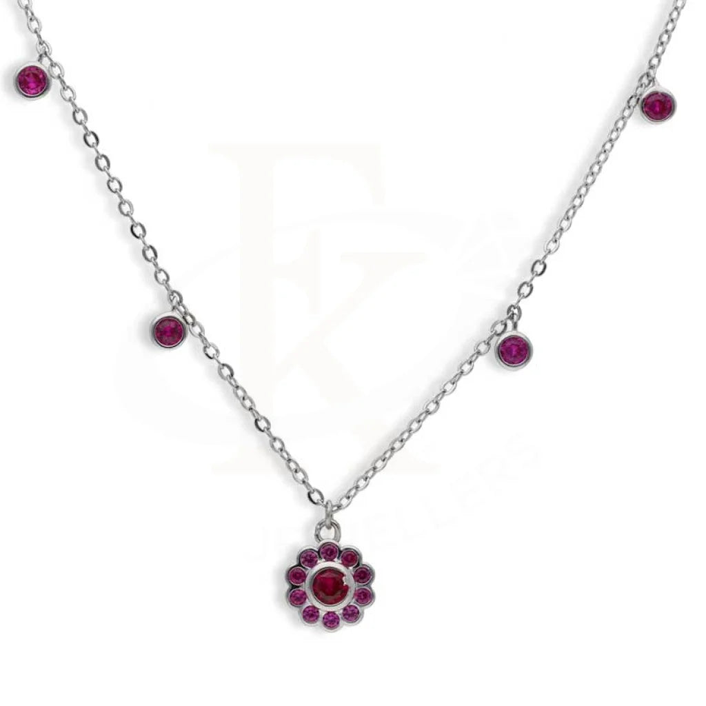 Ladies Necklaces for Musicians-Sterling Silver 925 Flower Shaped Necklace - FKJNKLSL2966