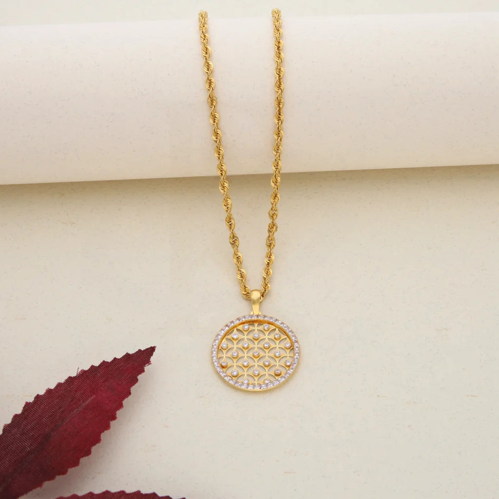 Ladies Necklaces Star Charm-Gold Necklace (Chain with Gold Dual Tone Pendant) 21KT - FKJNKL21K7703