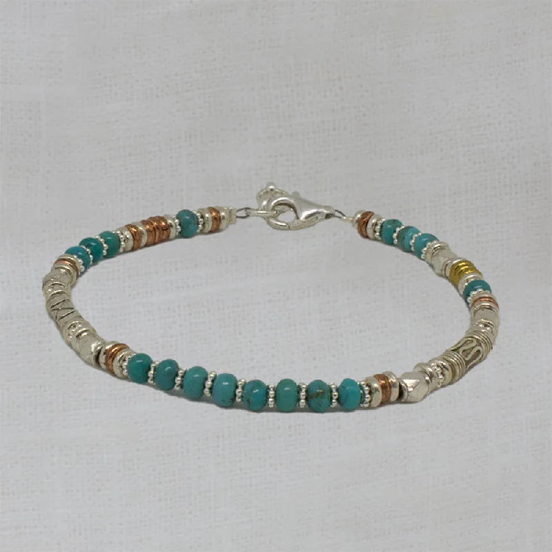 Ladies Bracelets with Ocean Larimar-Silver Turquoise and Mixed Metals Bracelet