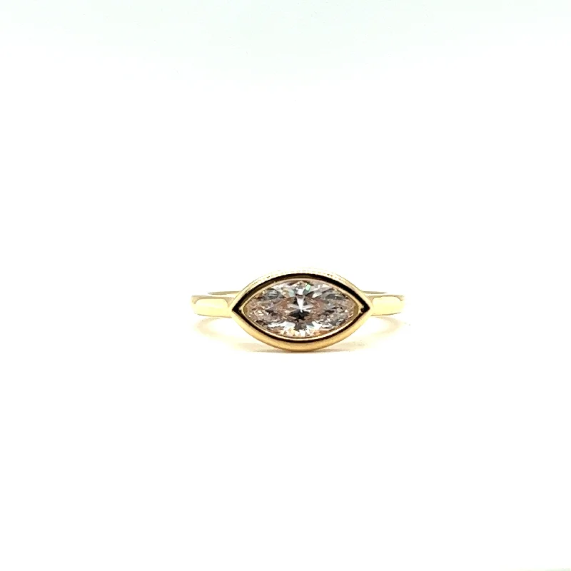 Healing Crystal Engagement Rings -Blair Custom Marquise Bezel Engagement Ring