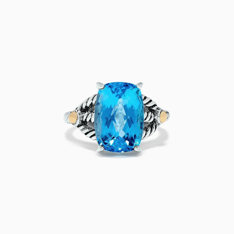 Wooden Rings -925 Sterling Silver Blue Topaz Ring, 6.85 TCW