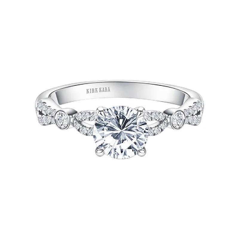 Cubic Zirconia Engagement Rings -Refined Deco Halo Diamond Engagement Ring Setting