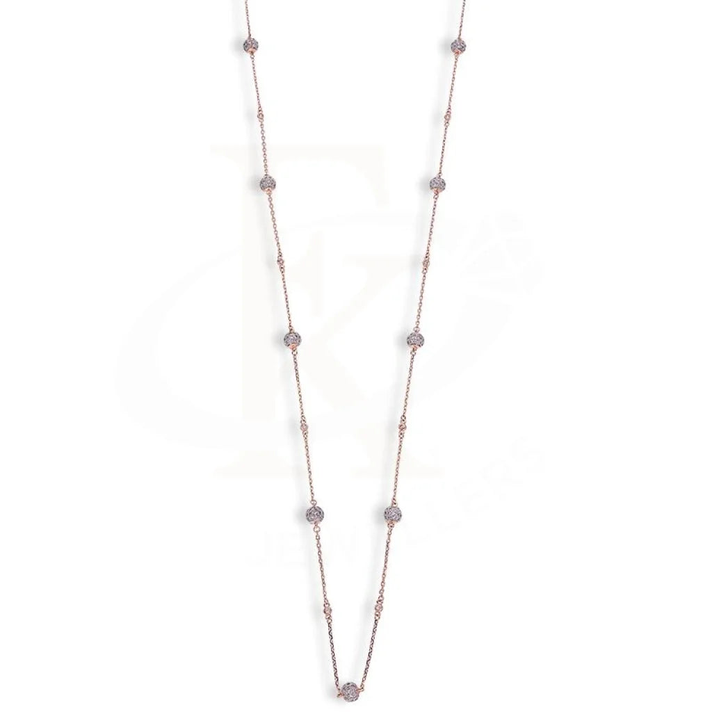 Ladies Necklaces Double Layer-Sterling Silver 925 Rose Gold Plated Ball Necklace - FKJNKLSL2669