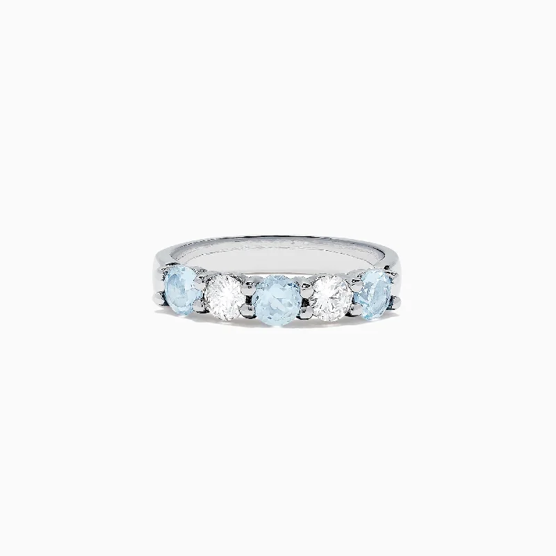 Name Rings -Aquarius 14K White Gold Aquamarine and Diamond Ring, 1.79 TCW