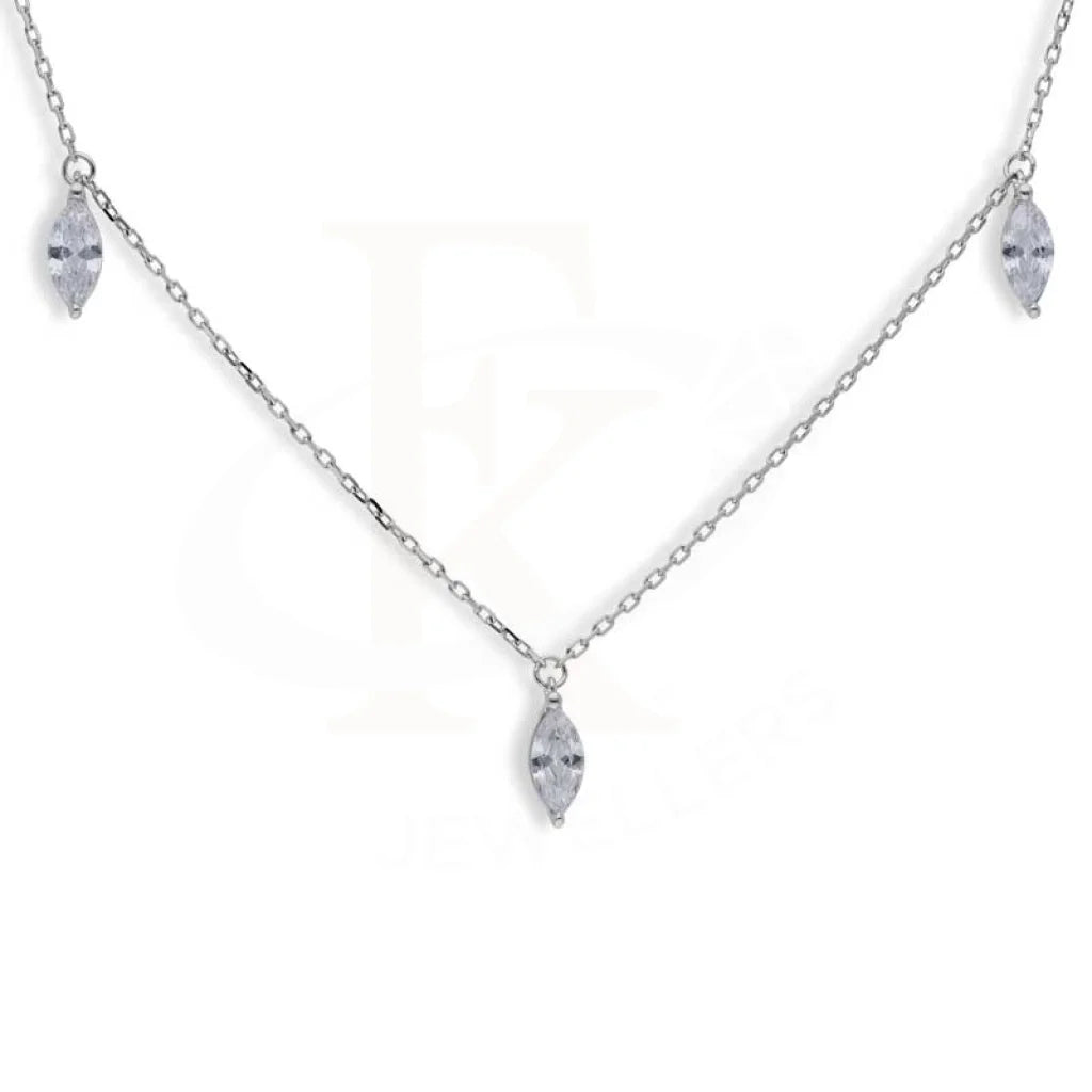 Ladies Necklaces with Petalite-Sterling Silver 925 Marquise Shaped Solitaires Necklace - FKJNKLSL2928