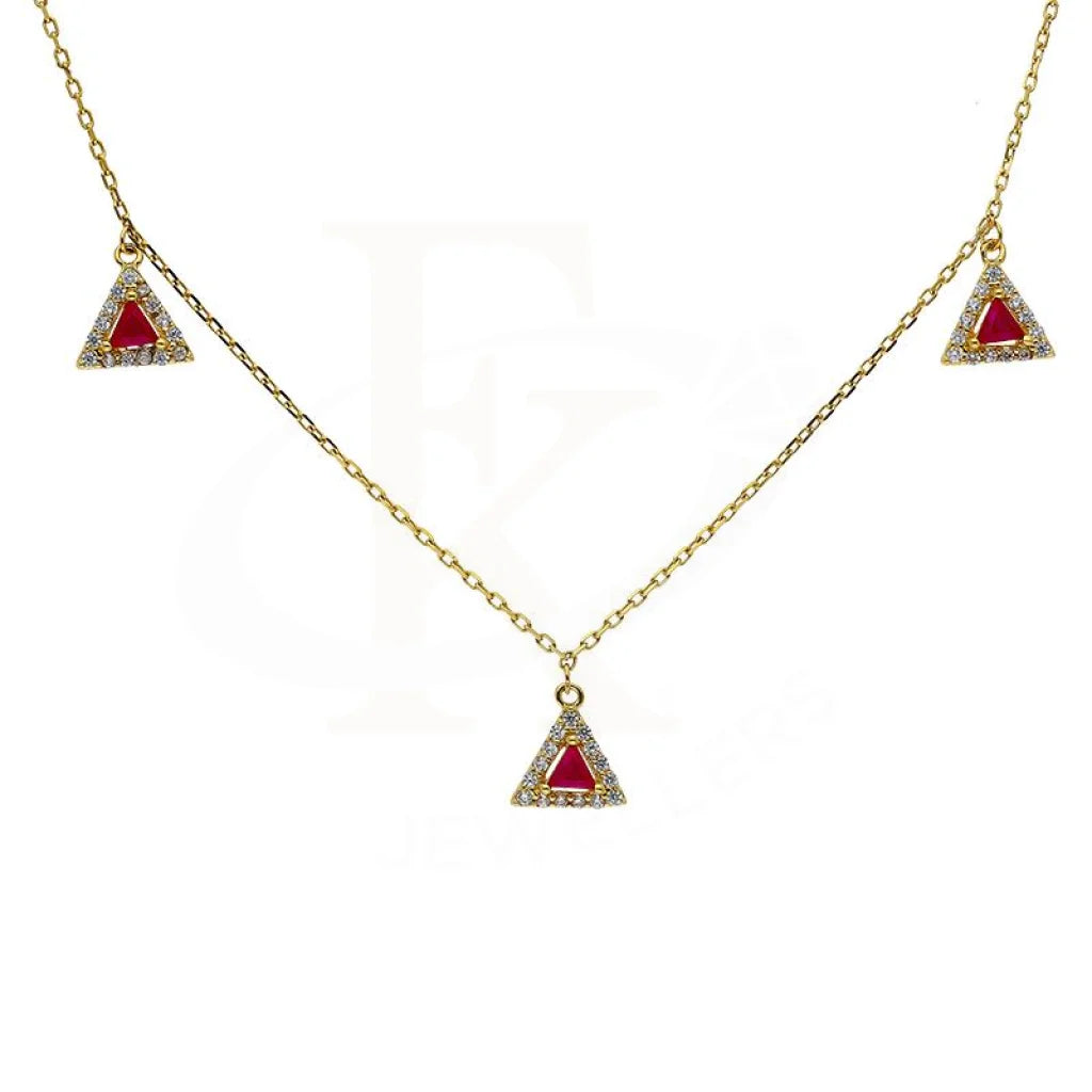 Ladies Necklaces for Innovators-Sterling Silver 925 Gold Plated Solitaires Necklace - FKJNKLSL2916