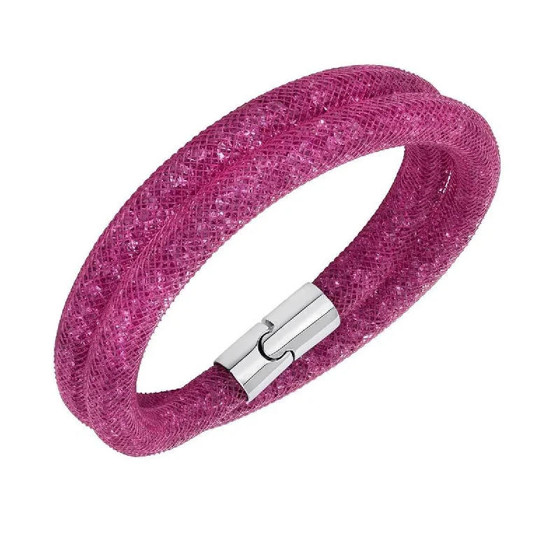 Ladies Bracelets with Green Aventurine-Swarovski Women's Bracelet - Stardust 15-3/4" Inch Fuchsia Double Wrap | 5089833