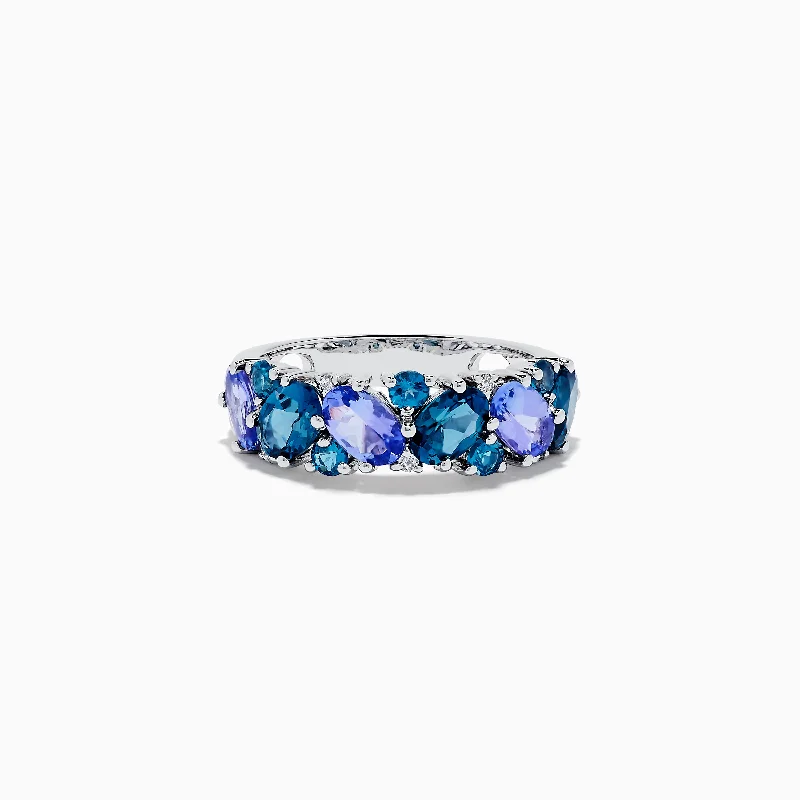 Adjustable Rings -14K White Gold Multi Gemstone and Diamond Ring, 3.55 TCW