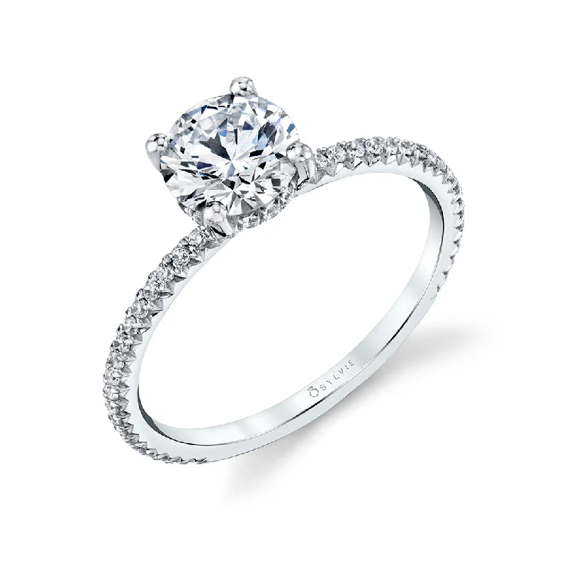 Oversized Diamond Engagement Rings -Sylvie CLASSIC PAVE ENGAGEMENT RING S2893