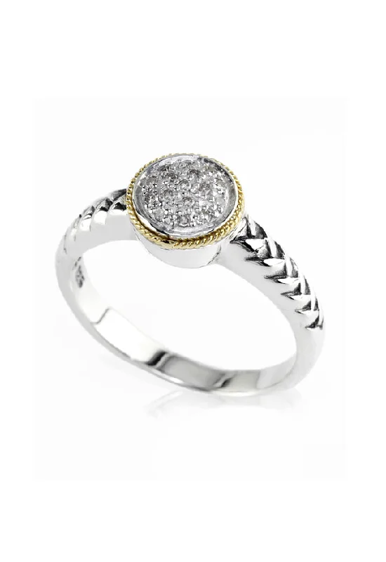 Spinner Rings -925 Sterling Silver & 18K Gold Accented Diamond Ring, 0.06 TCW