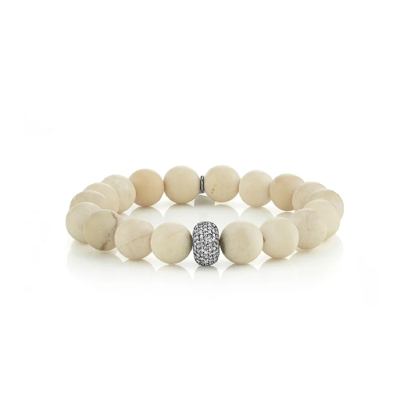 Ladies Bracelets for Pioneers-White Coral Bracelet With Diamond Donut - 10mm : B0002129