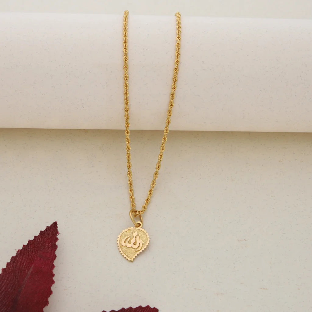 Ladies Necklaces with Sphalerite-Gold Necklace (Chain With Gold Allah Pendant) 21KT - FKJNKL21K7575