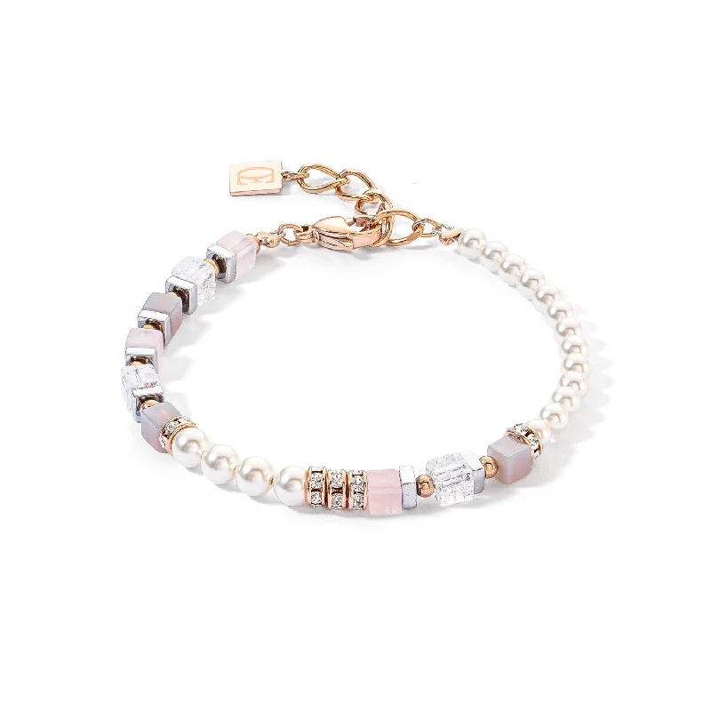 Ladies Bracelets with White Howlite-Coeur De Lion Precious Fusion Rose Gold Ice Pink Bracelet