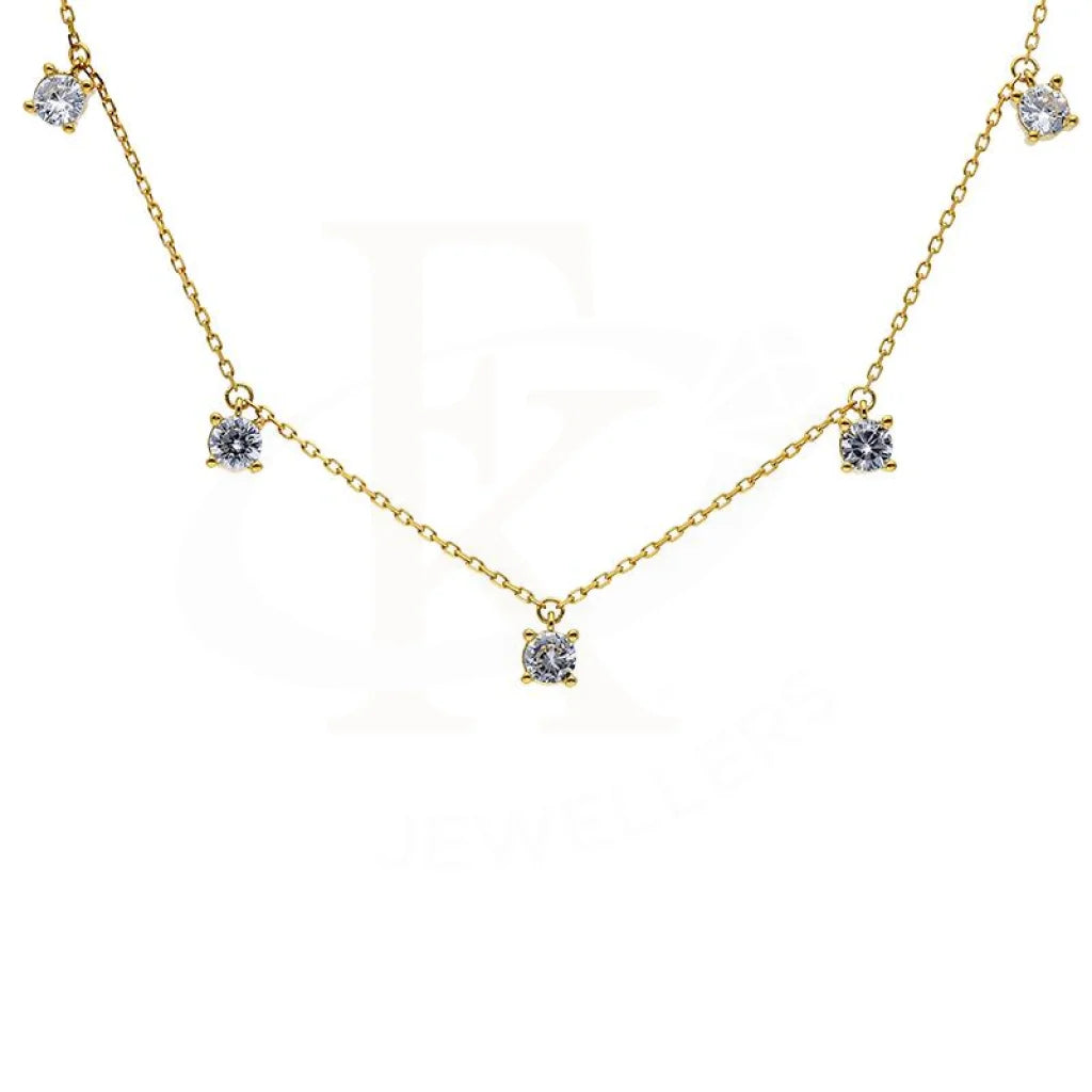 Ladies Necklaces Gold Plated-Sterling Silver 925 Gold Plated Solitaires Necklace - FKJNKLSL2911