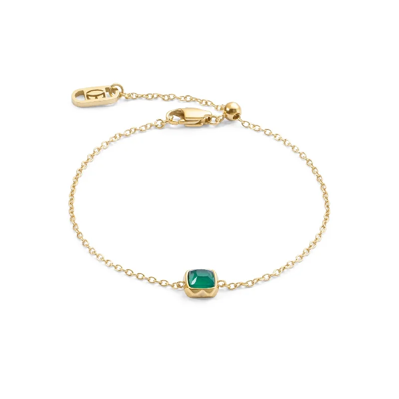 Ladies Bracelets with Blue Richterite-Coeur De Lion Gold May Birthstone Green Agate Bracelet