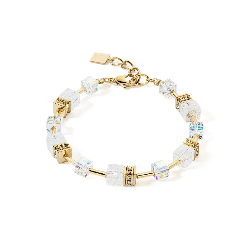 Ladies Bracelets Square Accent-Coeur De Lion GeoCUBE® Iconic Nature Gold and White Bracelet