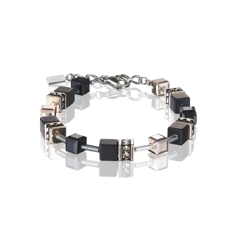 Ladies Bracelets with Indigo Sodalite-Coeur De Lion Black Swarovski®Crystals GeoCUBE® Bracelet