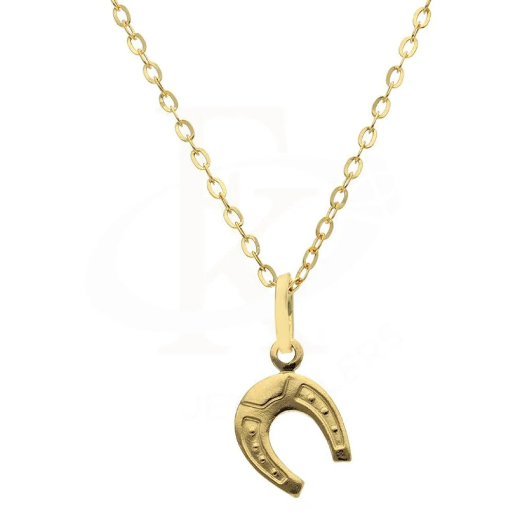 Ladies Necklaces Braided Style-Gold Necklace (Chain with Horseshoe Pendant) 18KT - FKJNKL18K2519