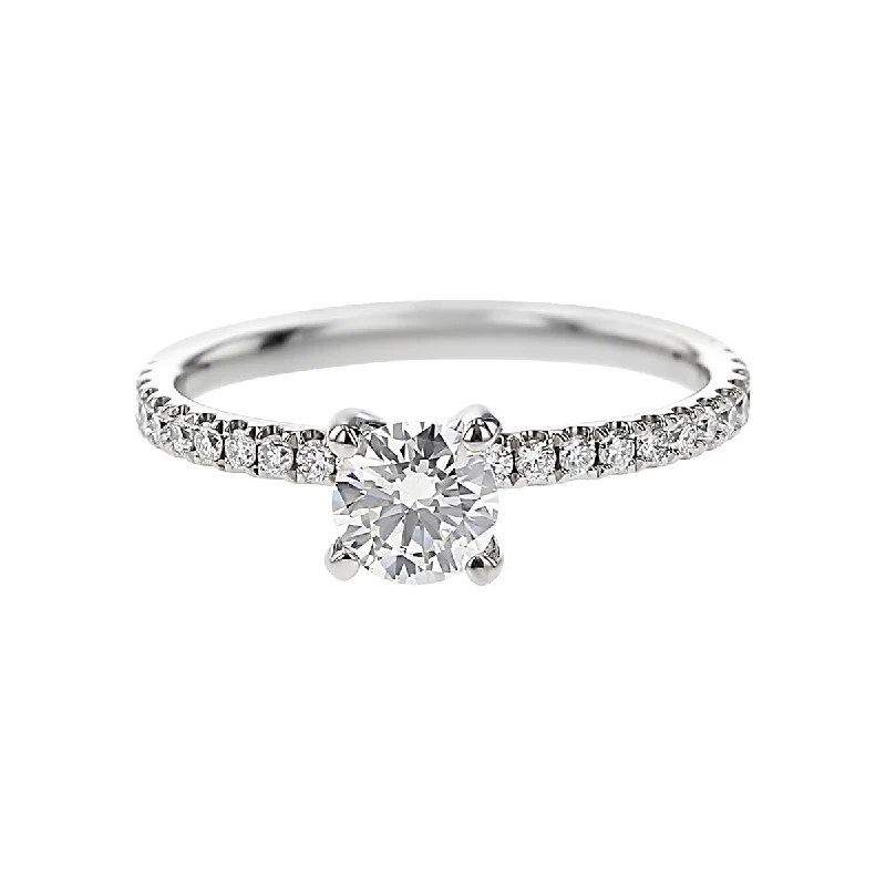 Architectural Style Engagement Rings -18K White Gold Diamond Engagement Ring