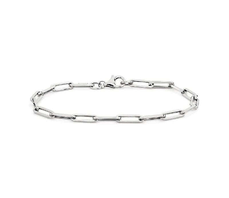 Ladies Bracelets Lock Band-Sterling Paper Link Chain Bracelet