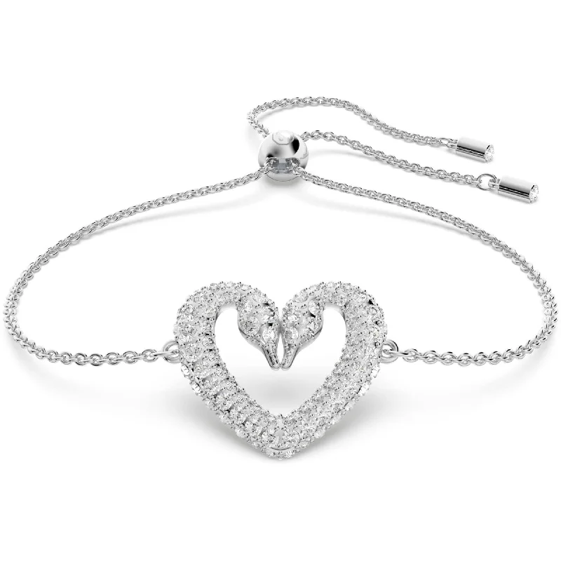 Ladies Bracelets for Close Friends-Swarovski Women's Bracelet - Una Heart Shape Rhodium Plated Crystal | 5625534