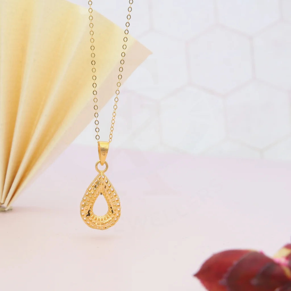 Ladies Necklaces with Fluorite-Gold Necklace (Chain with Pear Shaped Pendant) 21KT - FKJNKL21KM8042