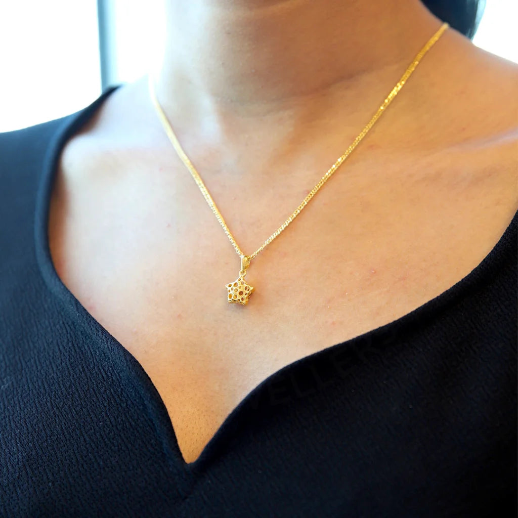 Ladies Necklaces for Nieces-Gold Necklace (Chain with Hollow Star Pendant) 21KT - FKJNKL21KM8615