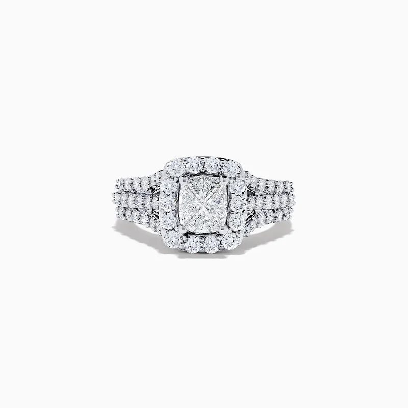 Cross Rings -14K White Gold Diamond Ring, 2.00 TCW