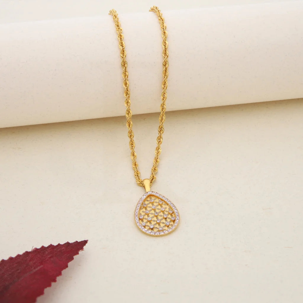 Ladies Necklaces with Howlite-Gold Necklace (Chain with Gold Dual Tone Pendant) 21KT - FKJNKL21K7702