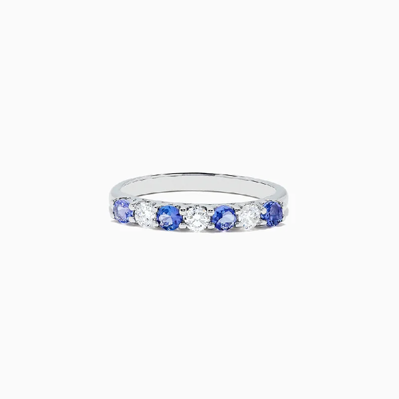 Harmony Rings -18k White Gold Tanzanite and Diamond ring, 0.30 TCW