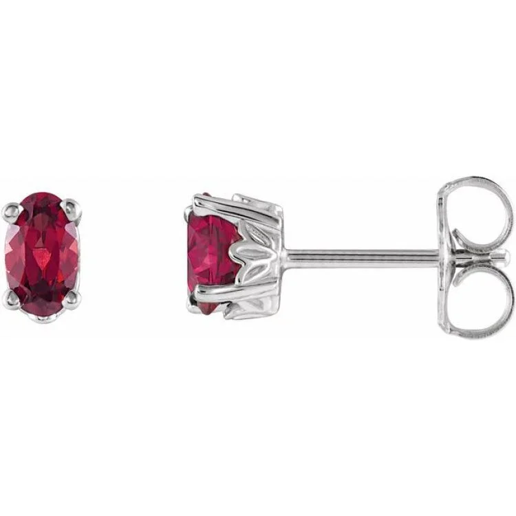 Modern Earrings -14K White Natural Mozambique Garnet Earrings