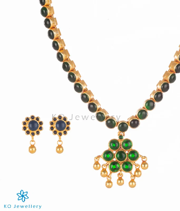 Ladies Necklaces with Aventurine-The Harita Addige Silver Necklace