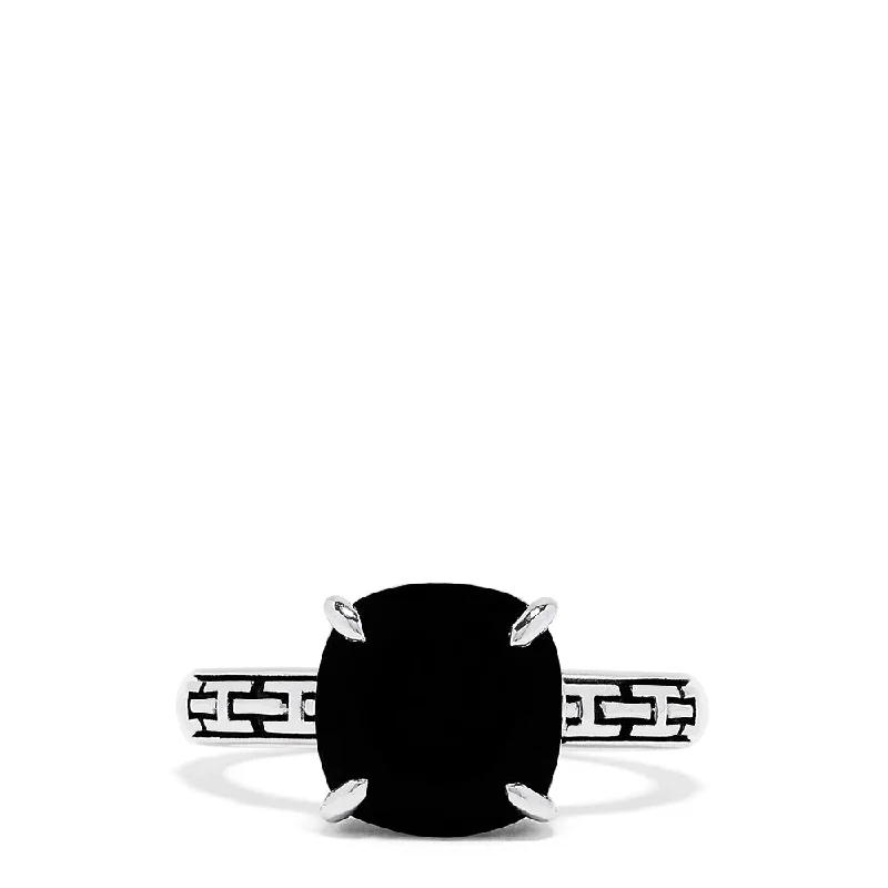 Trendy Rings -925 Sterling Silver Onyx Ring, 3.30 TCW