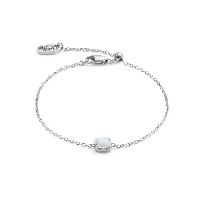 Ladies Bracelets with Gem Charms-Coeur De Lion April Birthstone White Quartz Bracelet