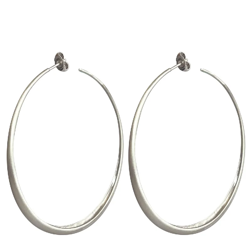 Magnetic Earrings -Sterling Silver Large Simple Hoop Earrings