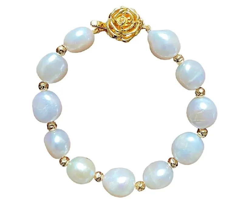 Ladies Bracelets Hexagonal Band-Yaron Morhaim Gold Spellbinder Baroque Pearl Bracelet