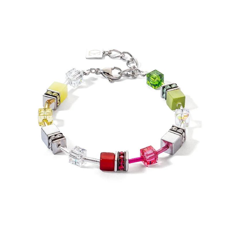 Ladies Bracelets with Warm Amber-Coeur De Lion GeoCUBE® Iconic Red Green Bracelet