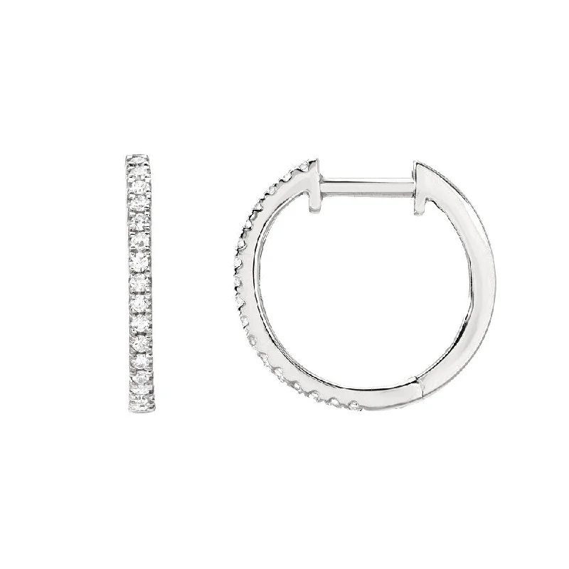 Onyx Earrings -Diamond Hoop Earrings in White Gold