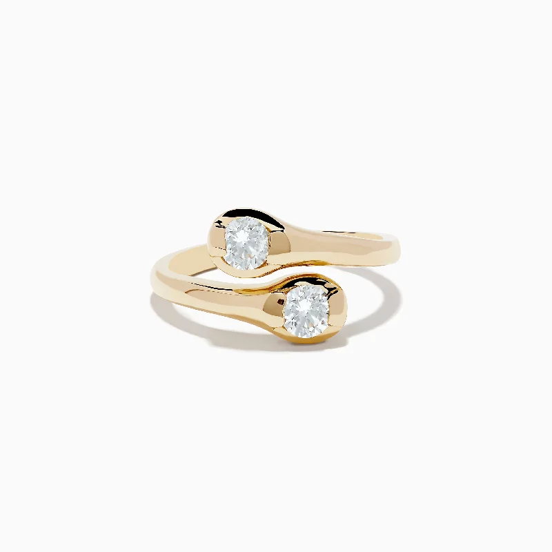 Positive Rings -D'Oro 14K Yellow Gold Two-of-Us Diamond Ring, 0.59 TCW