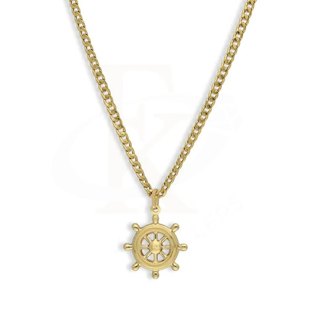 Ladies Necklaces Braided Style-Gold Necklace (Chain With Wheel Pendant) 18KT - FKJNKL18K3132