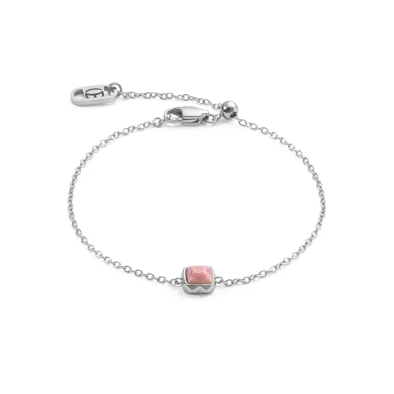 Ladies Bracelets Silver Finish-Coeur De Lion July Birthstone Rhodochrosite Bracelet