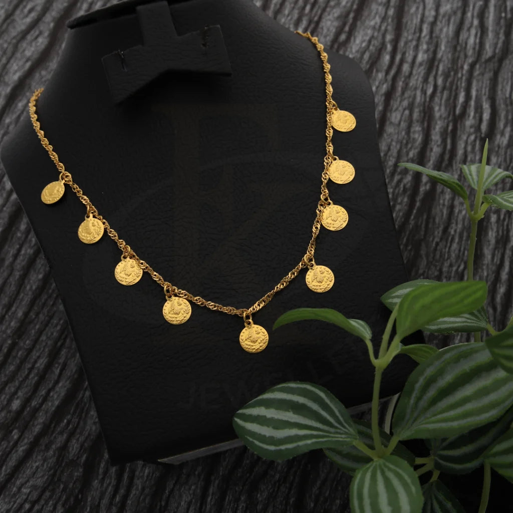 Ladies Necklaces with Beryl-Gold Hanging Coin Necklace 21KT - FKJNKL21K7738