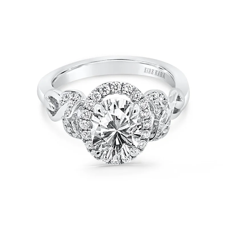 Handcrafted Engagement Rings -Oval Leaf Halo Diamond Engagement Ring Setting