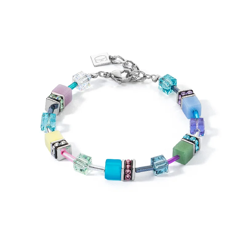 Ladies Bracelets with Green Beryl-Coeur De Lion GeoCUBE® Iconic Silver Pastels Bracelet