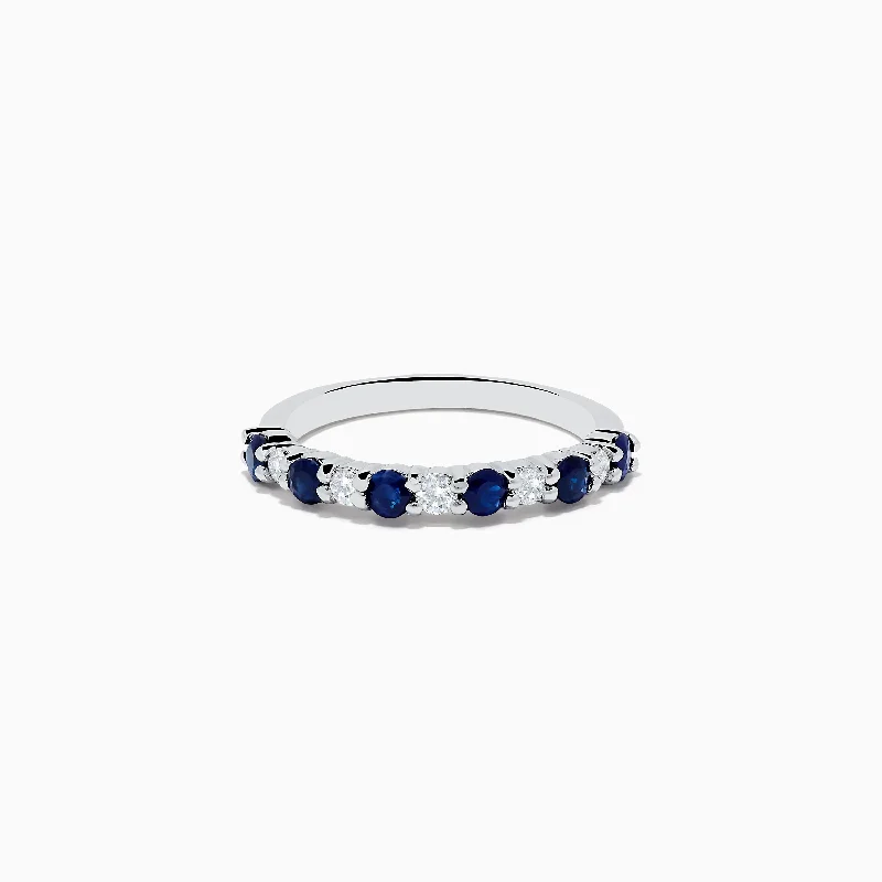 Retro Rings -Gemma Blue Sapphire and Diamond Ring, 0.88 TCW