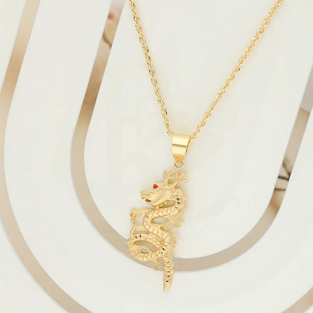 Ladies Necklaces Geometric Shape-Gold Necklace (Chain With Dragon Pendant) 18KT - FKJNKL18K5103