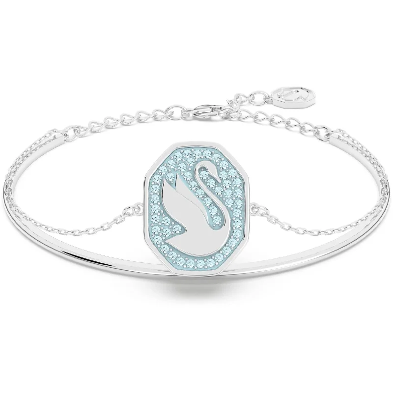 Ladies Bracelets for Healthcare Workers-Swarovski Women's Bangle Bracelet - Signum Swan Blue Crystal Rhodium Plated | 5628552