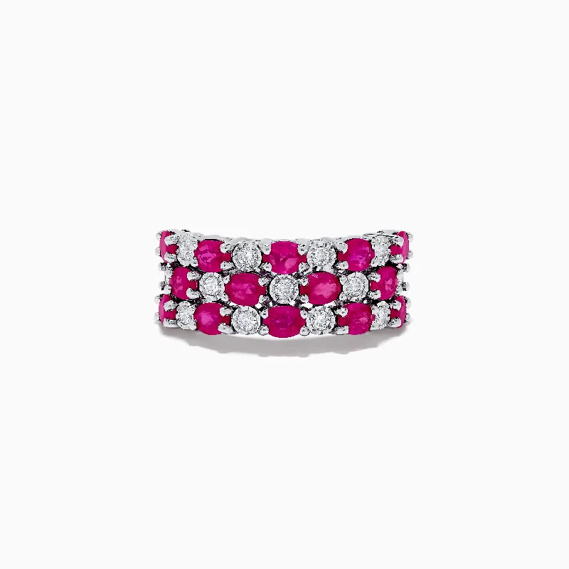 Zodiac Rings -14K White Gold Ruby and Diamond Ring