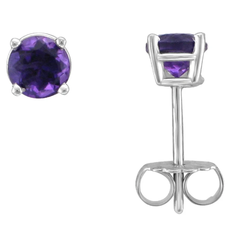 Team Earrings -14KT GOLD 0.80 CTW ROUND AMETHYST EARRINGS