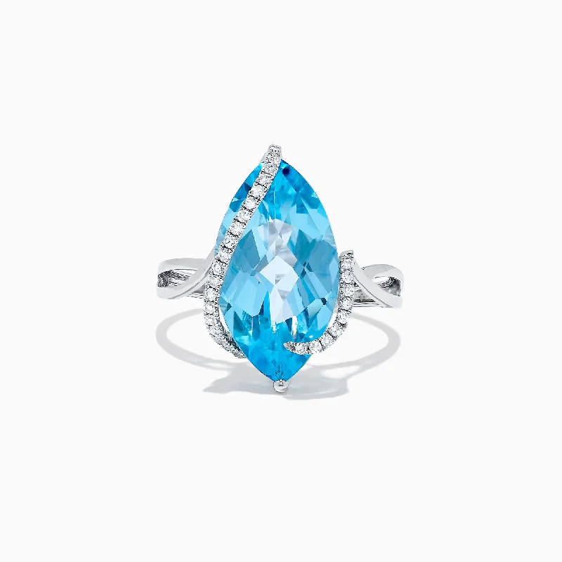 Engraved Rings -Ocean Bleu 14K White Gold Blue Topaz & Diamond Ring, 7.27 TCW